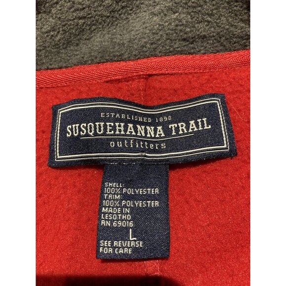Susquehanna Trail Fleece Jacket Mens Size L Red/Gray Long Sleeve Full Zip - Picture 2 of 11